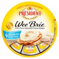 Président Wee Brie Brie Flavor Spreadable Cheese Wedges, 8 count, 4.9 oz, 4.9 Ounce