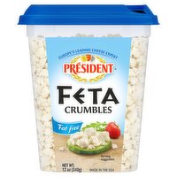 Président Fat Free Feta Crumbles, 12 oz