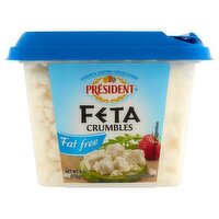 Président Fat Free Feta Cheese Crumbles, 6 oz, 6 Ounce