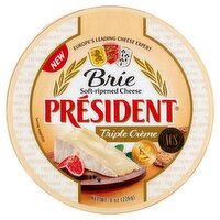 Président Président Brie Triple Crème Soft-Ripened Cheese, 8 oz, 8 Ounce 