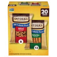 Snyder's of Hanover 100 Calorie Pack Mini and Sticks Pretzels, 0.92 oz, 20 count