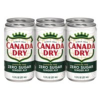 Canada Dry Zero Sugar Ginger Ale, 7.5 fl oz, 6 count, 45 Fluid ounce