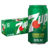 7UP Lemon Lime Flavored Soda, 12 fl oz, 12 count, 144 Fluid ounce