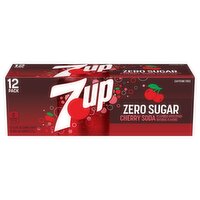 7UP Zero Sugar Cherry Flavored Soda, 12 fl oz, 12 count