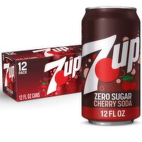 7UP Zero Sugar Cherry Soda, 12 fl oz, 12 count, 144 Fluid ounce
