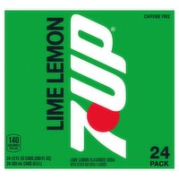 7UP Lime Lemon Flavored Soda, 12 fl oz, 24 count