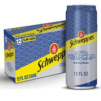 Schweppes Original Unsweetened Sparkling Seltzer Water, 12 fl oz, 12 count