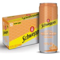 Schweppes Orange Unsweetened Sparkling Seltzer Water, 12 fl oz, 12 count