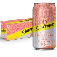 Schweppes Pink Grapefruit Sparkling Seltzer Water, 12 fl oz, 12 count