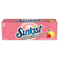 Sunkist Strawberry Lemonade Soda, 12 fl oz, 12 count