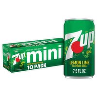 7UP Mini Lemon Lime Flavored Soda, 7.5 fl oz, 10 count, 75 Fluid ounce