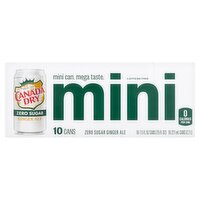 Canada Dry Mini Zero Sugar Ginger Ale, 7.5 fl oz, 10 count, 75 Fluid ounce