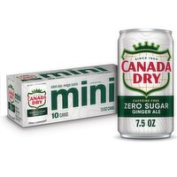 Canada Dry Mini Zero Sugar Ginger Ale, 7.5 fl oz, 10 count