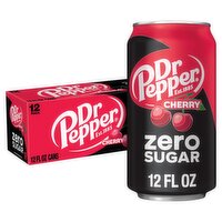 Dr Pepper Zero Sugar Cherry Soda, 12 fl oz, 12 count