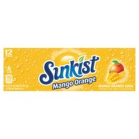 Sunkist Mango Orange Soda, 12 fl oz, 12 count