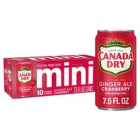 Canada Dry Cranberry Mini Ginger Ale, 7.5 fl oz, 10 count