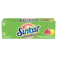 Sunkist Watermelon Lemonade Soda, 12 fl oz, 12 count