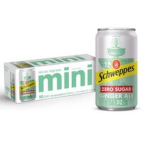 Schweppes Mini Zero Sugar Ginger Ale, 7.5 fl oz, 10 count