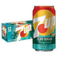 7UP Zero Sugar Tropical Soda, 12 fl oz, 12 count, 144 Fluid ounce