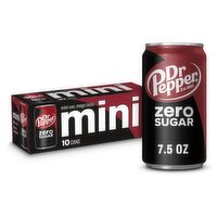 Dr Pepper Zero Sugar Soda, 7.5 fl oz, 10 count