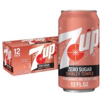 7UP Shirley Temple Zero Sugar Pomegranate and Cherry Soda Limited Edition, 12 fl oz, 12 count