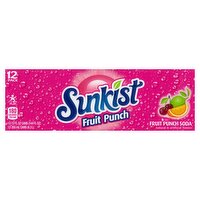 Sunkist Fruit Punch Soda, 12 fl oz, 12 count