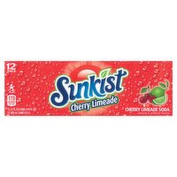 Sunkist Cherry Limeade Soda, 12 Fl Oz Cans, 12 Pack