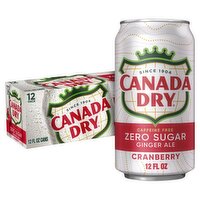 Canada Dry Cranberry Zero Sugar Ginger Ale, 12 fl oz, 12 count