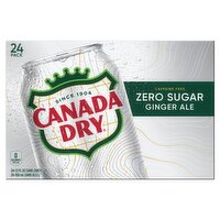 Canada Dry Caffeine Free Zero Sugar Ginger Ale, 12 fl oz, 24 count