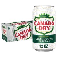 Canada Dry Zero Sugar Ginger Ale, 12 fl oz, 12 count