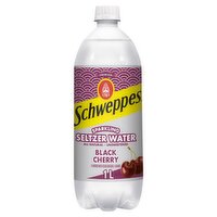 Schweppes Black Cherry Unsweetened Sparkling Seltzer Water, 1 liter