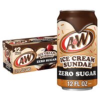A&W Zero Sugar Ice Cream Sundae Soda Limited Edition, 12 fl oz, 12 count, 144 Fluid ounce