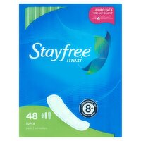 Stayfree Maxi Super Pads Jumbo Pack, 48 count, 48 Each