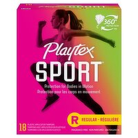 Playtex Sport Regular Plastic Applicator Tampons, 18 count, 18 Each