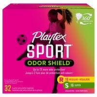 Playtex Sport Odor Shield Unscented Plastic Applicator Tampons, 32 count, 32 Each