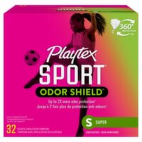 Playtex Sport Odor Shield Super Unscented Plastic Applicator Tampons, 32 count