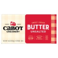 Cabot Creamery Sweet Cream Unsalted Butter, 4 count, 16 oz