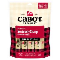 Cabot Creamery Vermont Seriously Sharp Cheddar Cheese Snack Sticks, 0.75, 10 count, 7.5 Ounce