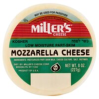 Miller's Low Moisture Part-Skim Mozzarella Cheese, 8 oz