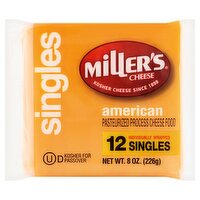 Miller's Singles Yellow American Cheese, 12 count, 8 oz