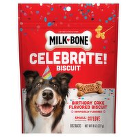 Milk-Bone Celebrate! Birthday Cake Flavored Biscuit Dog Snacks, 8 oz