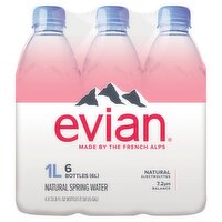 Evian Natural Spring Water, 33.8 fl oz, 6 count