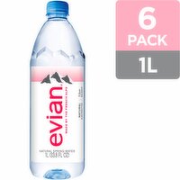 Evian Natural Spring Water, 33.8 fl oz, 6 count