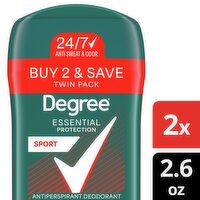 Degree Original Sport 48H Antiperspirant Deodorant Twin Pack, 2.7 oz, 2 count