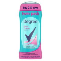 Degree Sheer Powder Antiperspirant Deodorant Twin Pack, 2.6 oz, 2 count