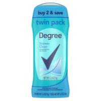 Degree Shower Clean Antiperspirant Deodorant Twin Pack, 2.6 oz, 2 count