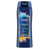 Suave Men Citrus & Musk Hydrating 3-in-1 Hair + Body + Face Wash, 18 fl oz