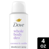 Dove Whole Body Deo Coconut & Vanilla Deodorant Spray, 4 oz