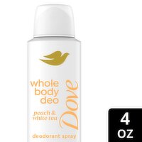 Dove Cooling Whole Body Deo Peach & White Tea Deodorant Spray, 4 oz