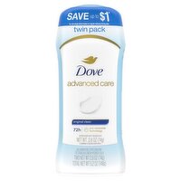 Dove Original Clean Antiperspirant Deodorant Twin Pack, 2.6 oz, 2 count, 2 Each